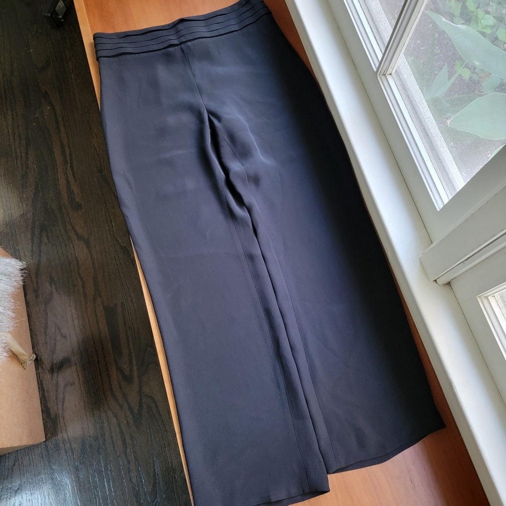 Armani Black Pants: Silk & Acetate, Small
